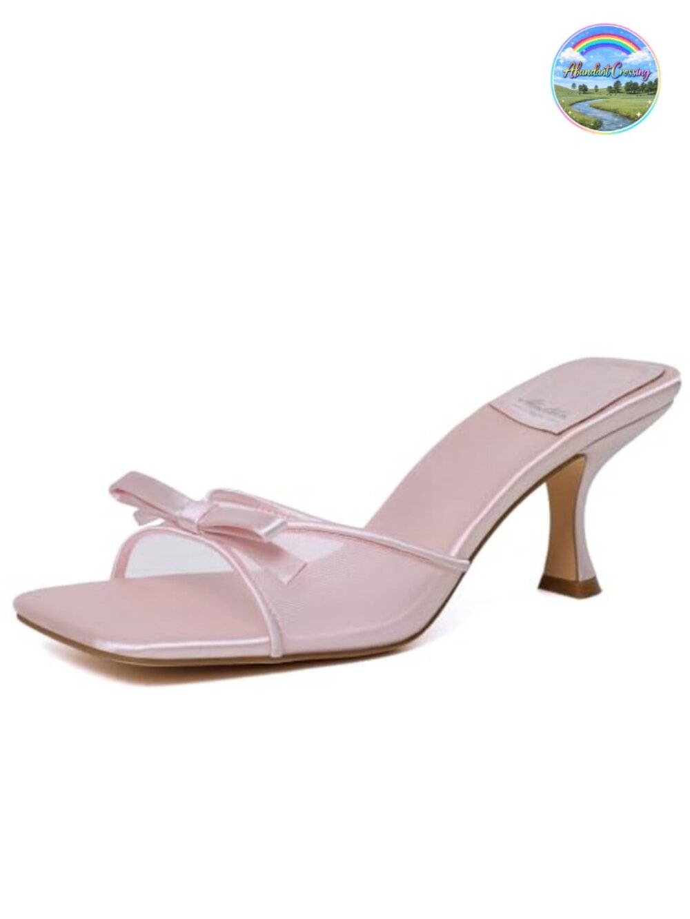 Mostrin Kitten Heels Round Toe Bow Mules Slip On Heeled Sandals